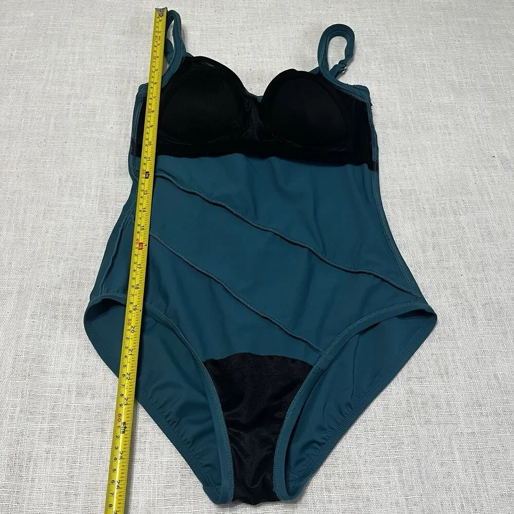 Miraclesuit One Piece Swimsuit 10 Teal Crossover Tummy Control Slimming Beach